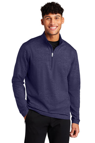 Sport-Tek ST855 Mens Sport-Wick Moisture Wicking 1/4 Zip Sweatshirt True Navy Blue Model Front