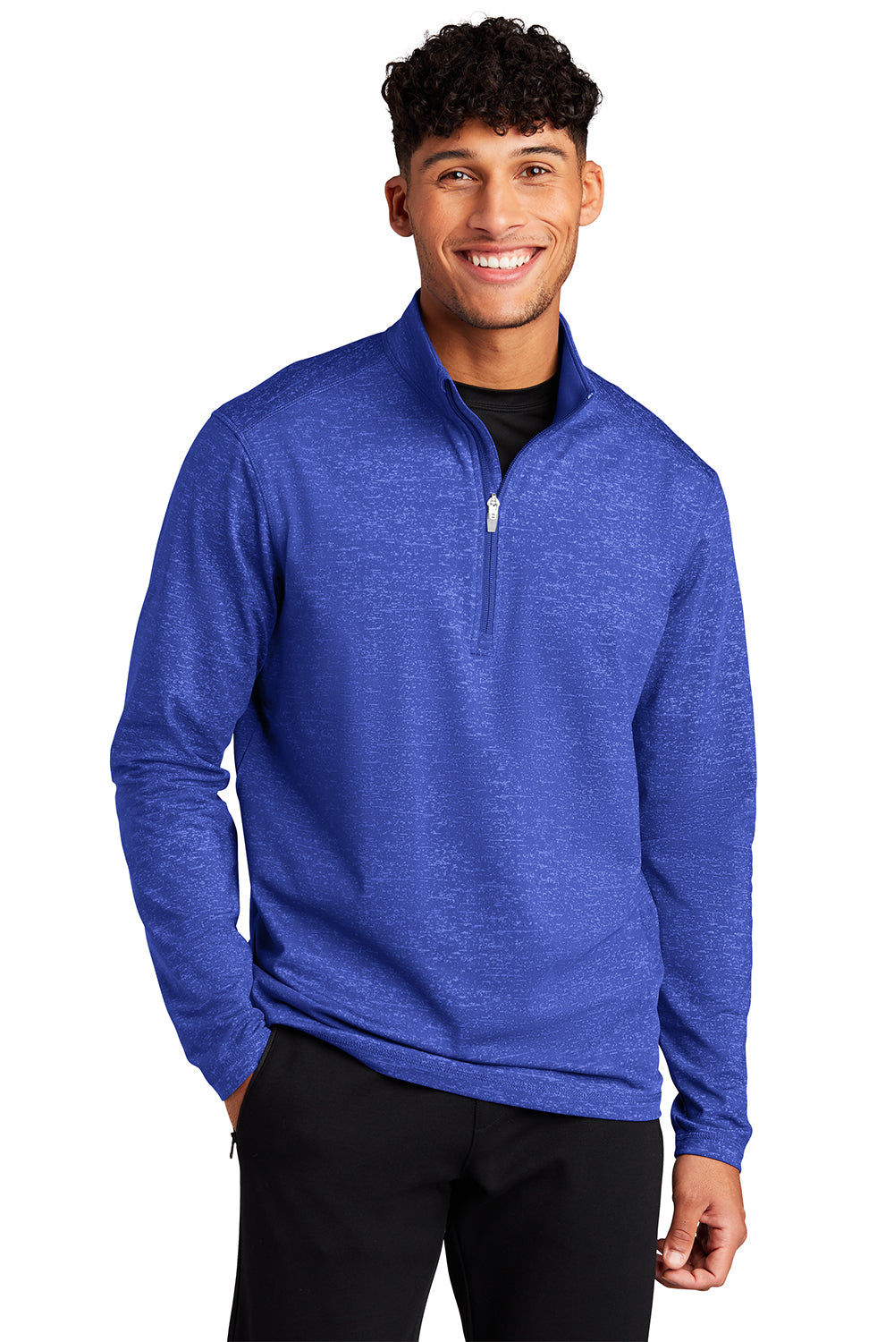 Sport-Tek ST855 Mens Sport-Wick Moisture Wicking 1/4 Zip Sweatshirt True Royal Blue Model Front