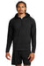 Sport-Tek ST856 Mens Sport-Wick Stretch 1/4 Zip Hooded Sweatshirt Hoodie Black Model Front