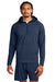 Sport-Tek ST856 Mens Sport-Wick Stretch 1/4 Zip Hooded Sweatshirt Hoodie True Navy Blue Model Front