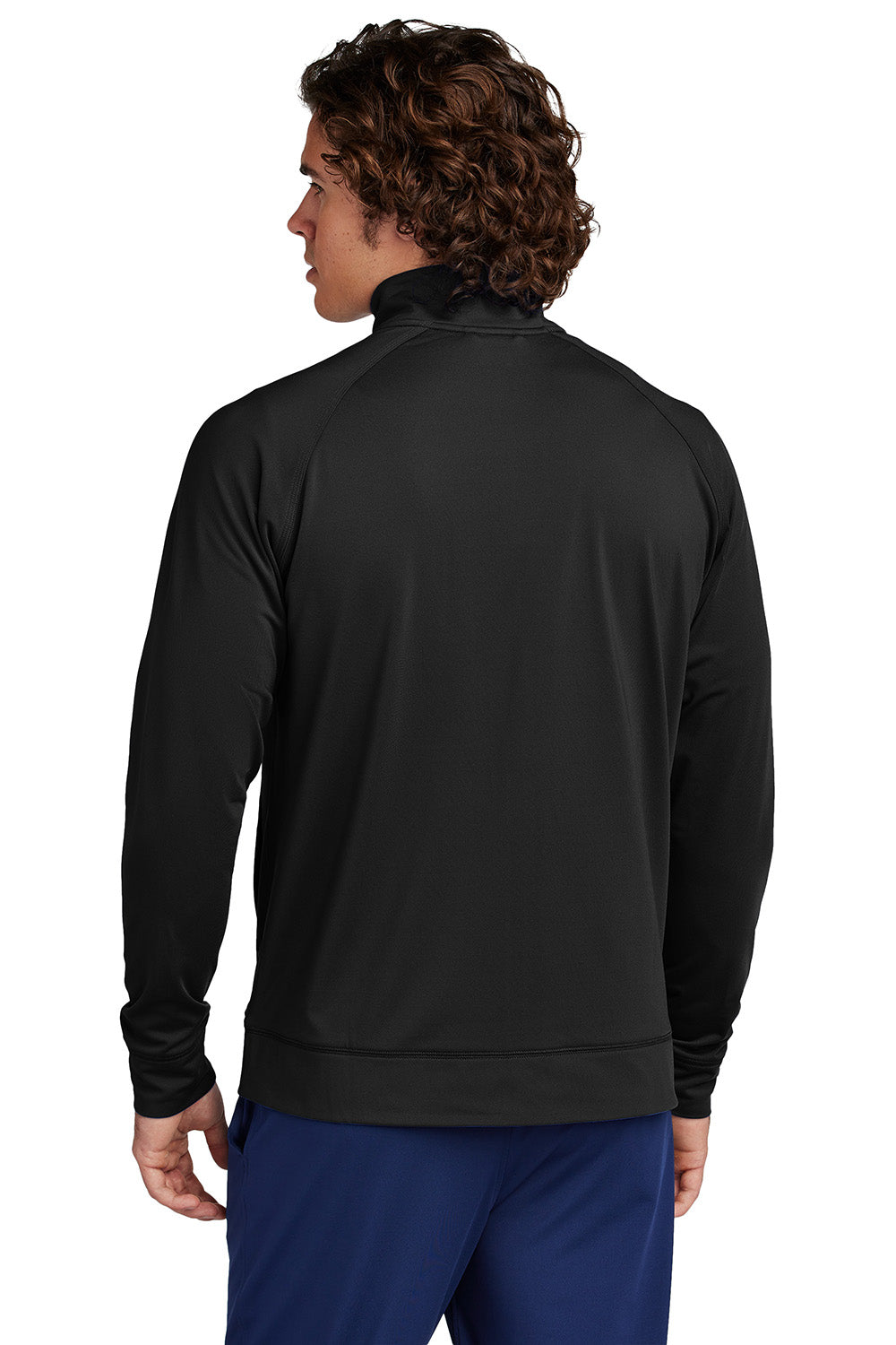 Sport-Tek ST857 Mens Sport-Wick Stretch Full Zip Cadet Jacket Black Model Back