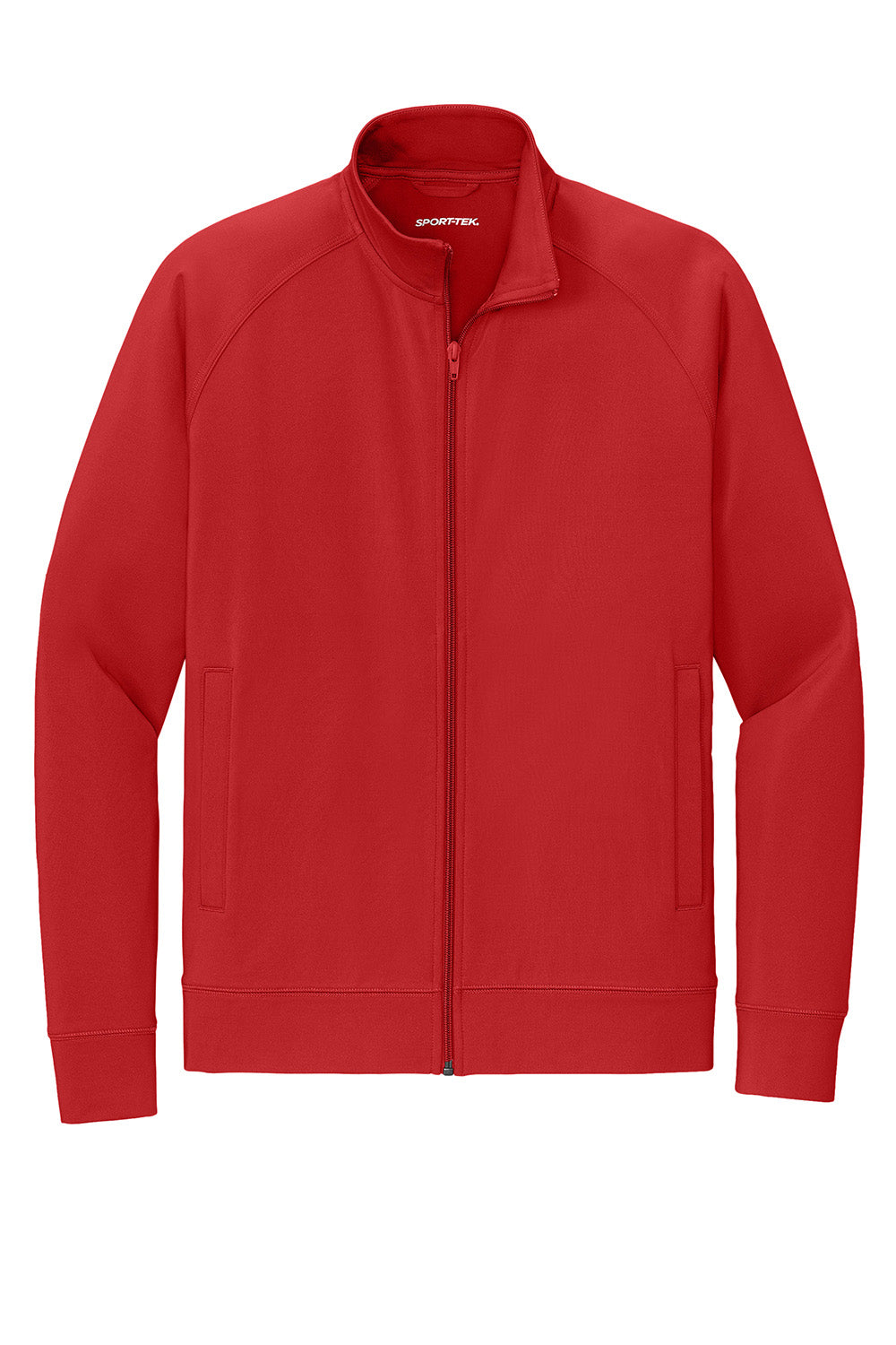 Sport-Tek ST857 Mens Sport-Wick Stretch Full Zip Cadet Jacket Deep Red Flat Front