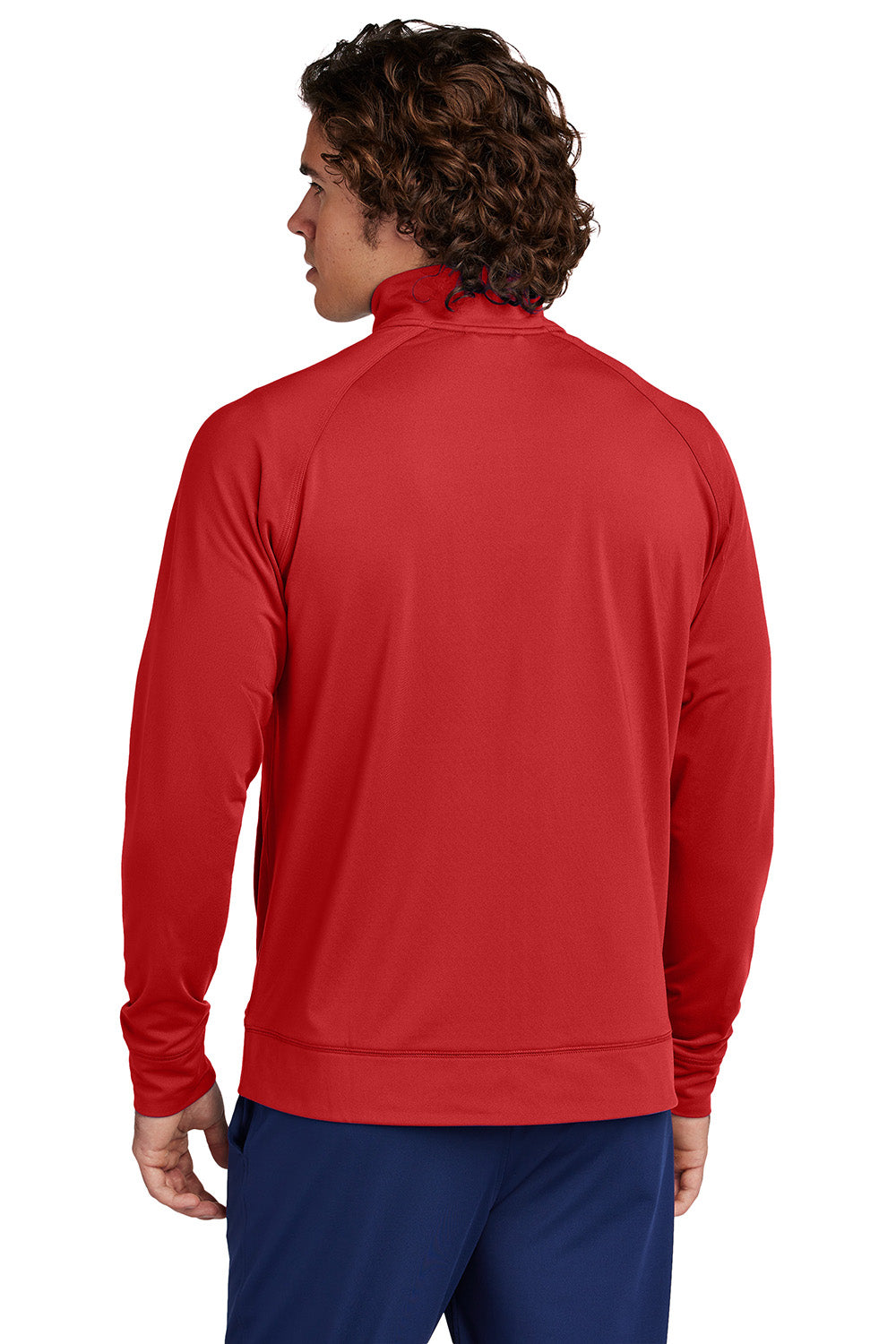 Sport-Tek ST857 Mens Sport-Wick Stretch Full Zip Cadet Jacket Deep Red Model Back