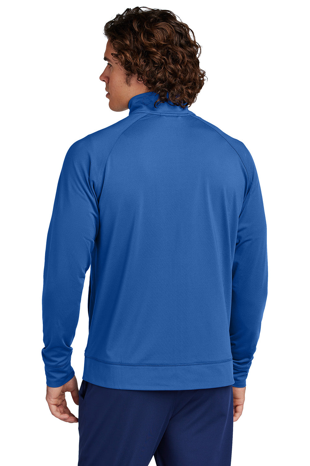 Sport-Tek ST857 Mens Sport-Wick Stretch Full Zip Cadet Jacket True Royal Blue Model Back