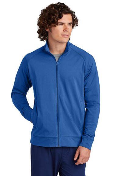 Sport-Tek ST857 Mens Sport-Wick Stretch Full Zip Cadet Jacket True Royal Blue Model Front