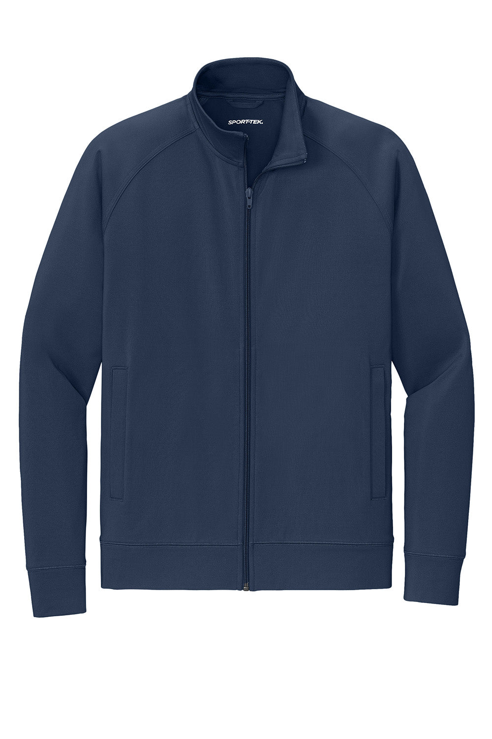 Sport-Tek ST857 Mens Sport-Wick Stretch Full Zip Cadet Jacket True Navy Blue Flat Front