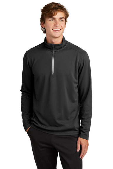 Sport-Tek ST860 Mens Sport-Wick Moisture Wicking 1/4 Zip Sweatshirt Black Model Front