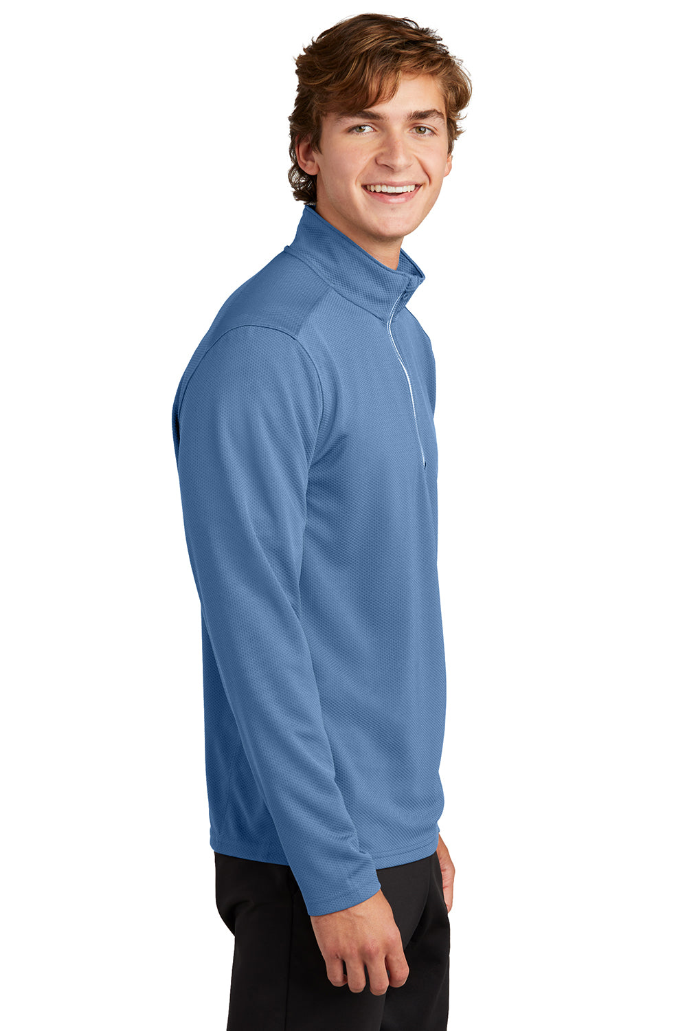 Sport-Tek ST860 Mens Sport-Wick Moisture Wicking 1/4 Zip Sweatshirt Dawn Blue Model Side