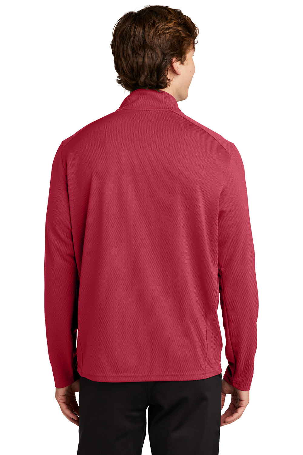 Sport-Tek ST860 Mens Sport-Wick Moisture Wicking 1/4 Zip Sweatshirt Deep Red Model Back