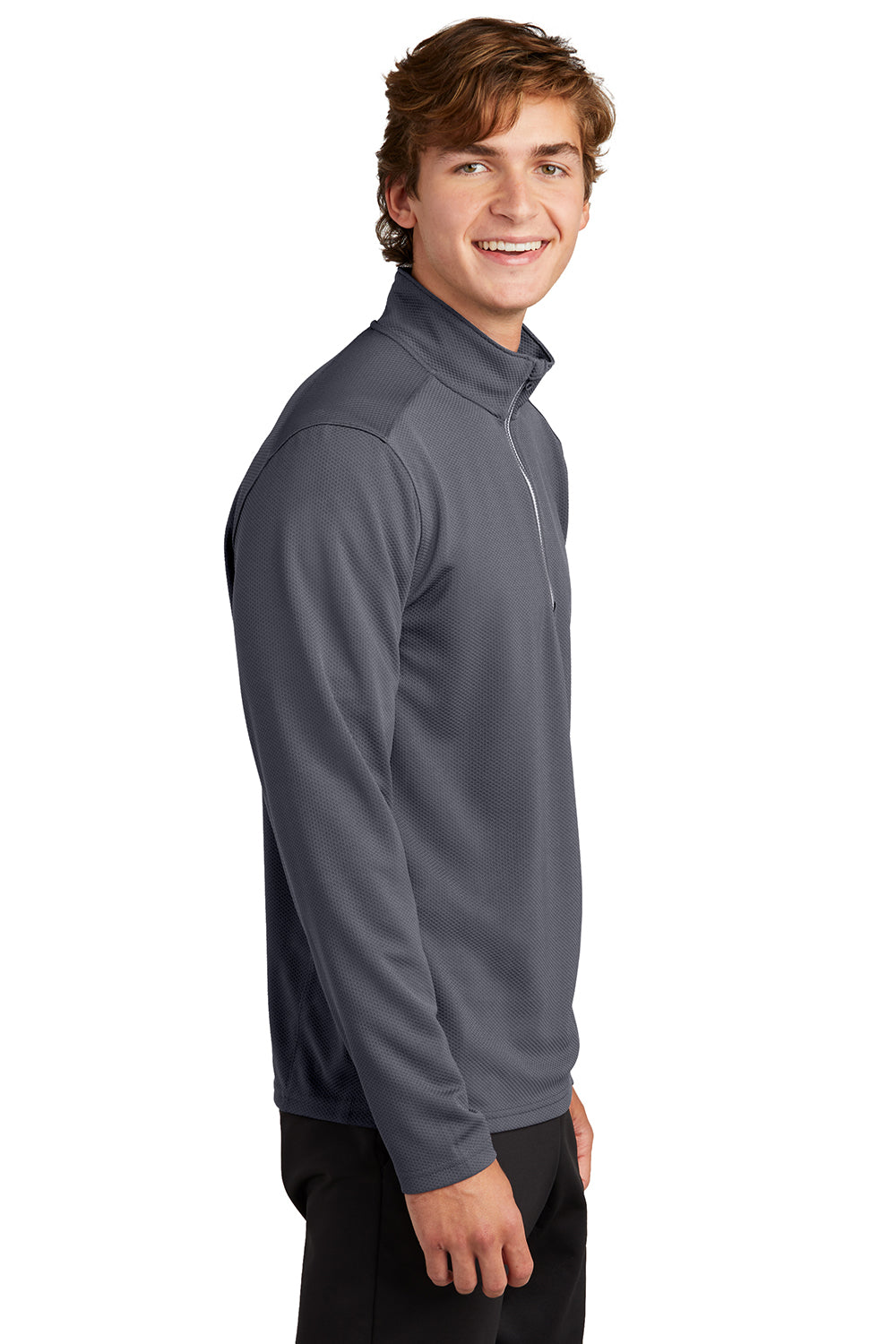 Sport-Tek ST860 Mens Sport-Wick Moisture Wicking 1/4 Zip Sweatshirt Iron Grey Model Side