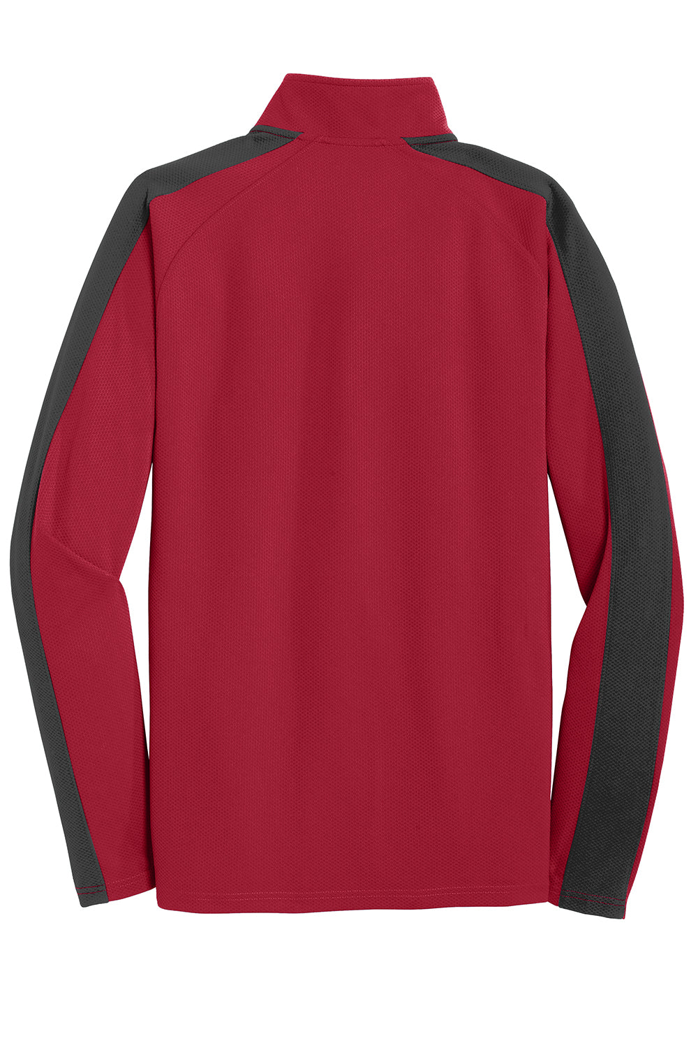 Sport-Tek ST861 Mens Sport-Wick Moisture Wicking 1/4 Zip Sweatshirt Deep Red/Black Flat Back