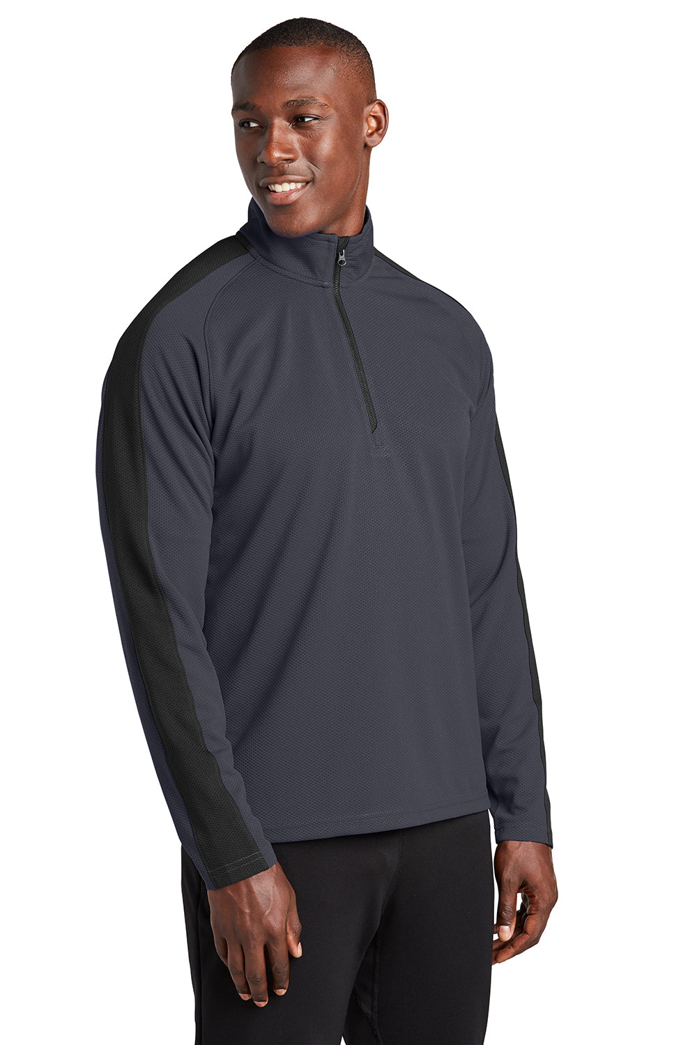 Sport-Tek ST861 Mens Sport-Wick Moisture Wicking 1/4 Zip Sweatshirt Iron Grey/Black Model 3q