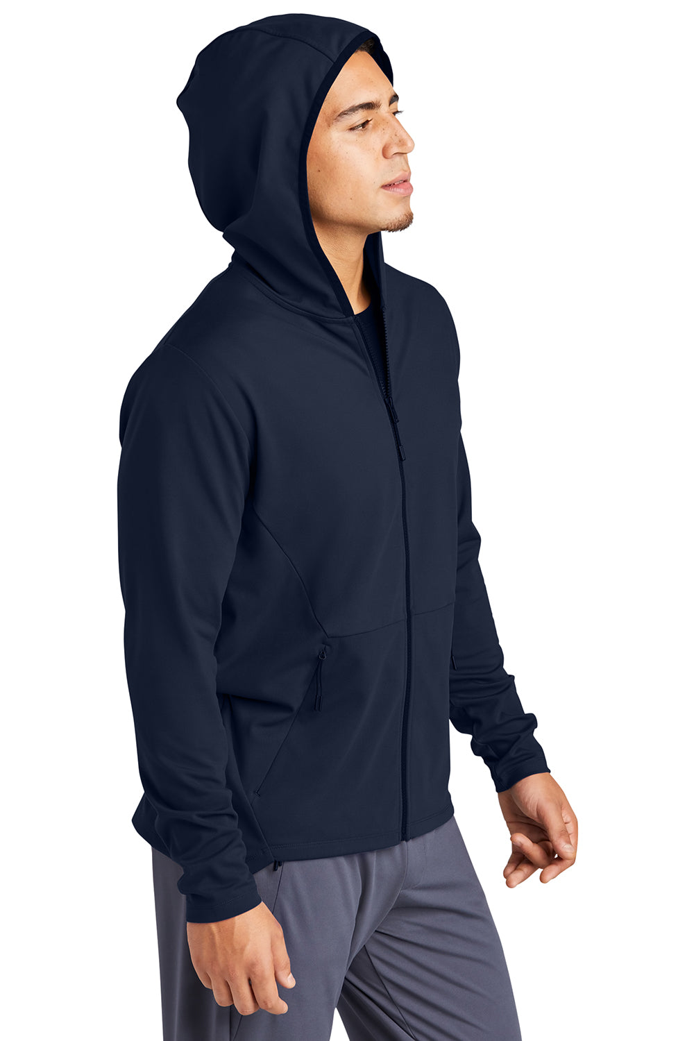 Sport-Tek ST870 Mens Circuit Full Zip Hooded Sweatshirt Hoodie True Navy Blue Model 3q