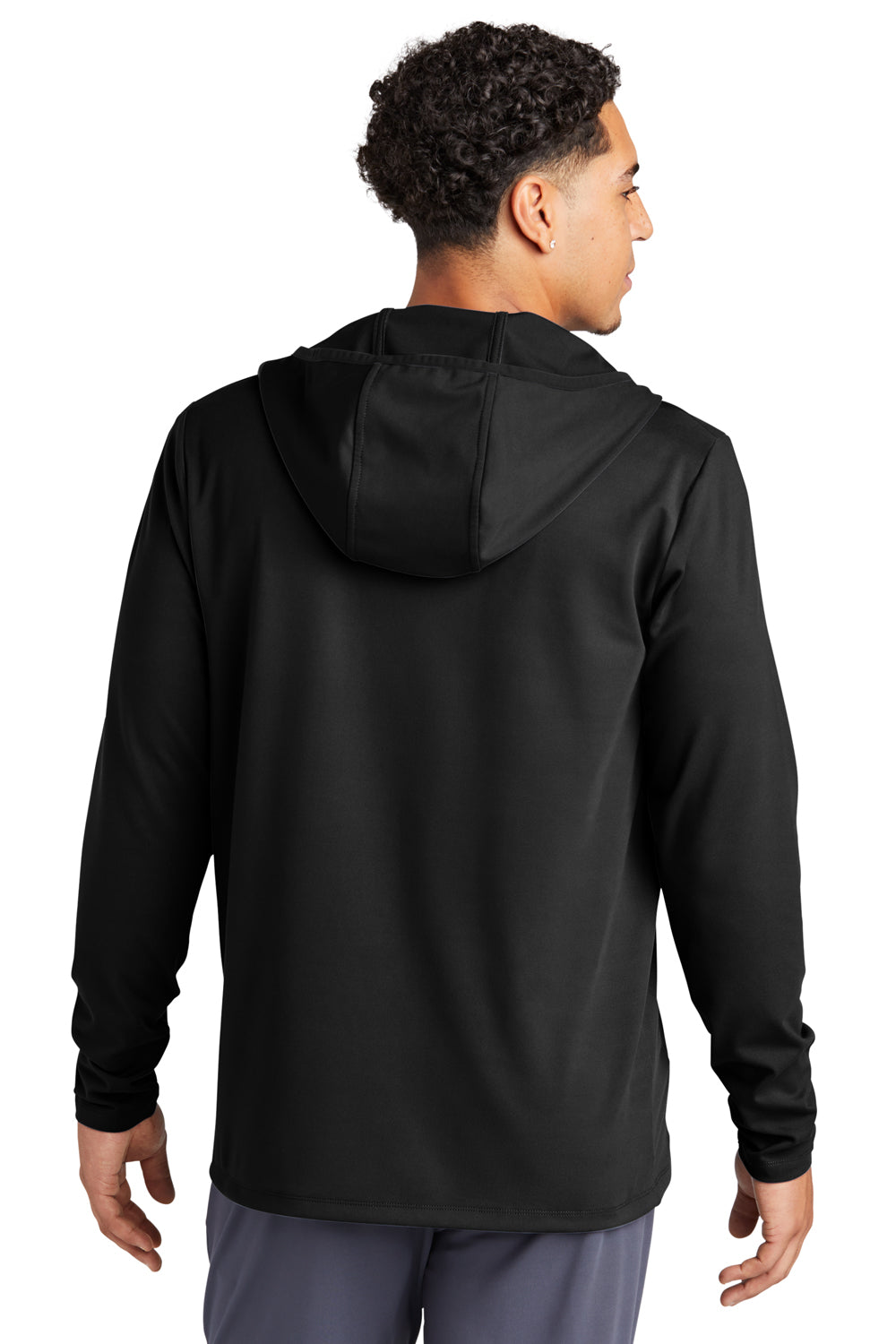 Sport-Tek ST870 Mens Circuit Full Zip Hooded Sweatshirt Hoodie Deep Black Model Back