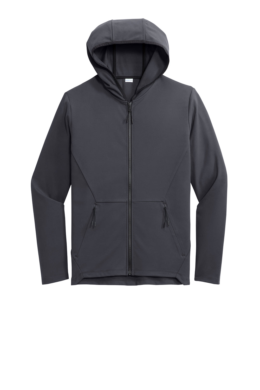 Sport-Tek ST870 Mens Circuit Full Zip Hooded Sweatshirt Hoodie Graphite Grey Flat Front