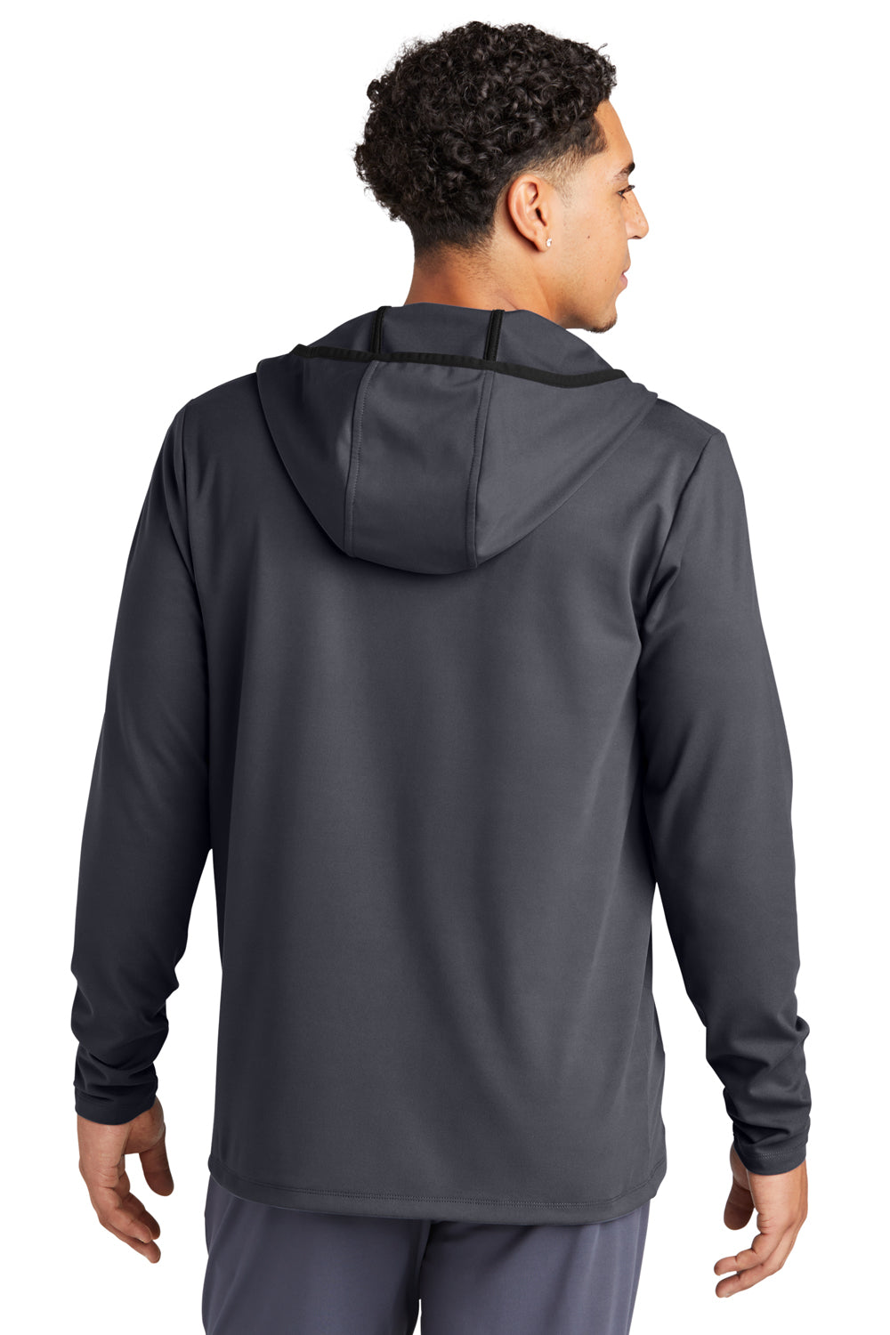 Sport-Tek ST870 Mens Circuit Full Zip Hooded Sweatshirt Hoodie Graphite Grey Model Back