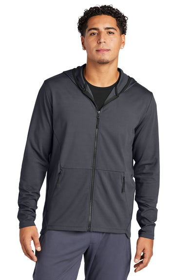 Sport-Tek ST870 Mens Circuit Full Zip Hooded Sweatshirt Hoodie Graphite Grey Model Front