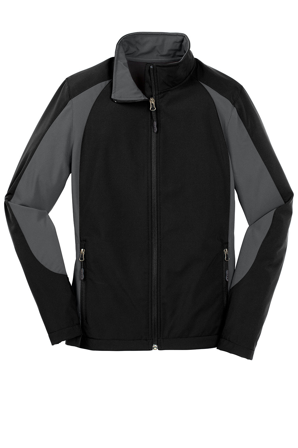 Sport-Tek ST970 Mens Water Resistant Full Zip Jacket Black/Iron Grey Flat Front