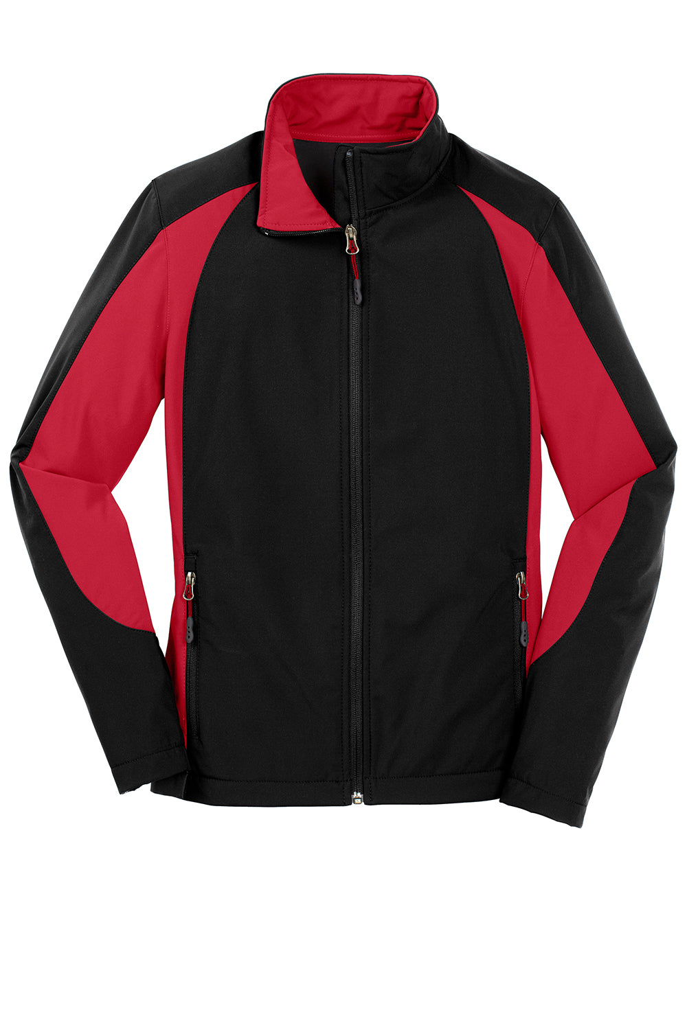 Sport-Tek ST970 Mens Water Resistant Full Zip Jacket Black/True Red Flat Front