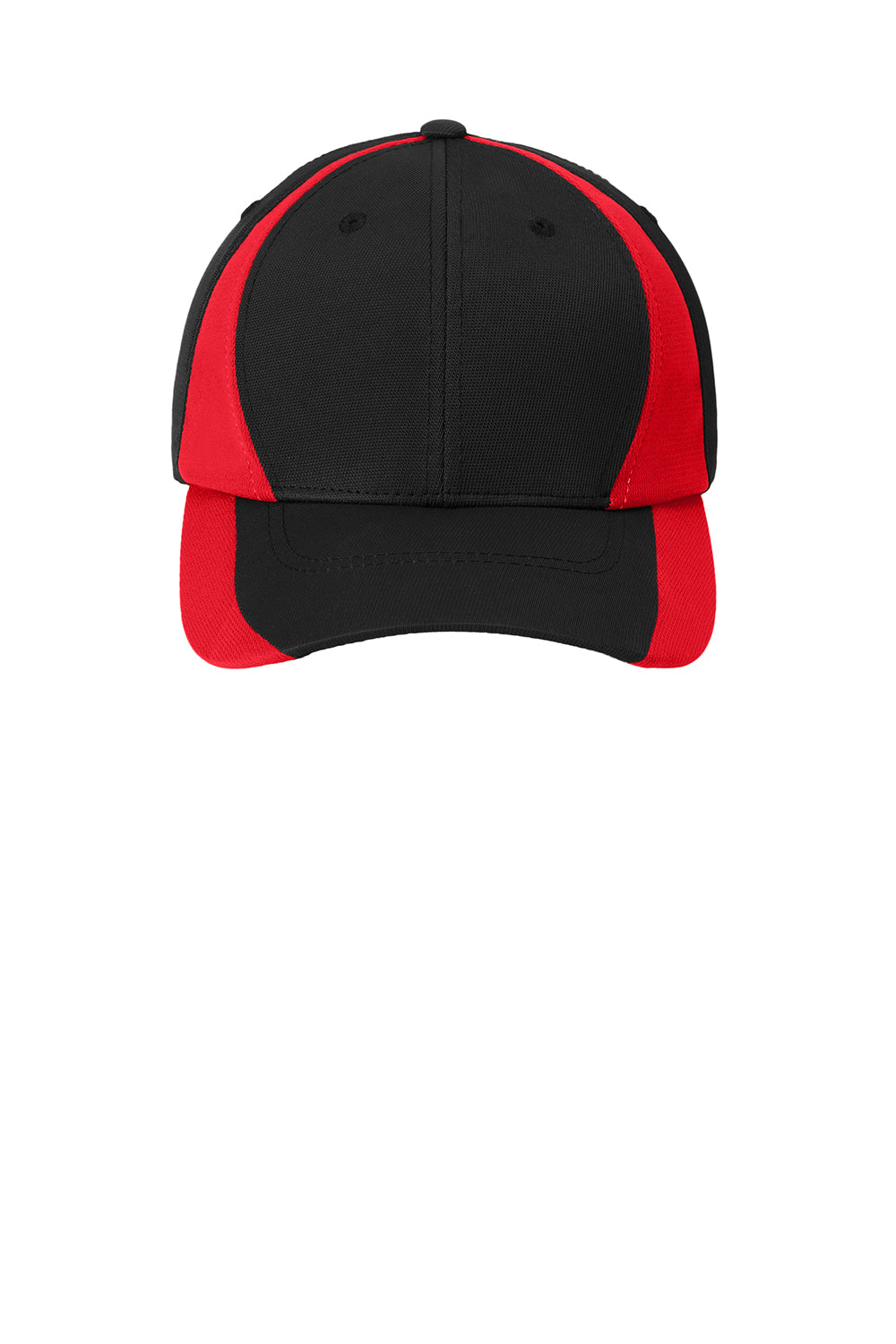 Sport-Tek STC11 Dry Zone Moisture Wicking Adjustable Hat Black/True Red Flat Front