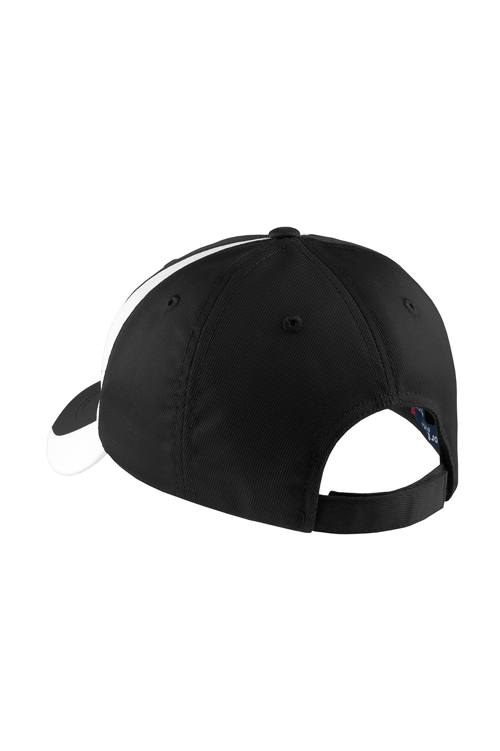 Sport-Tek STC11 Dry Zone Moisture Wicking Adjustable Hat Black/White Flat Back