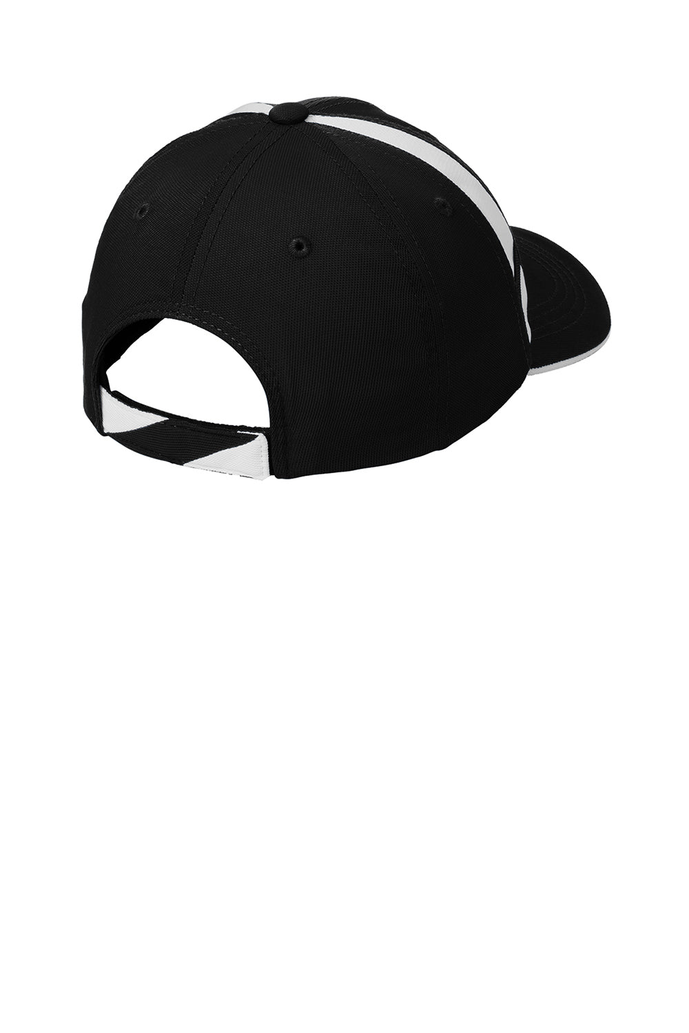 Sport-Tek STC12 Dry Zone Moisture Wicking Adjustable Hat Black/White Flat Back