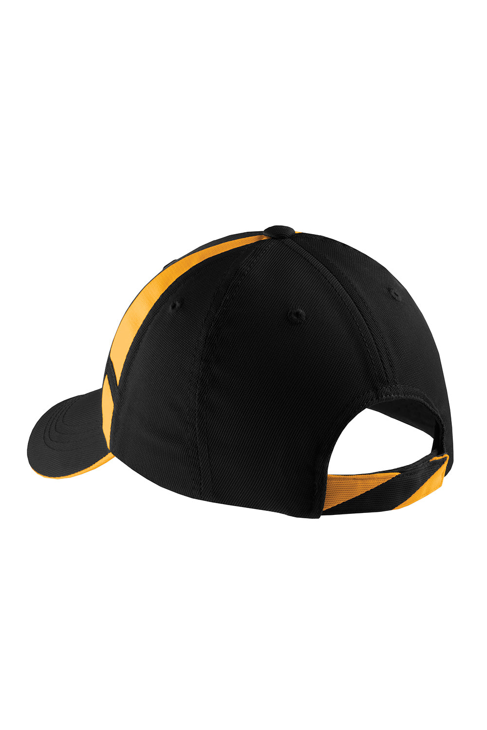 Sport-Tek STC12 Dry Zone Moisture Wicking Adjustable Hat Black/Gold Flat Back