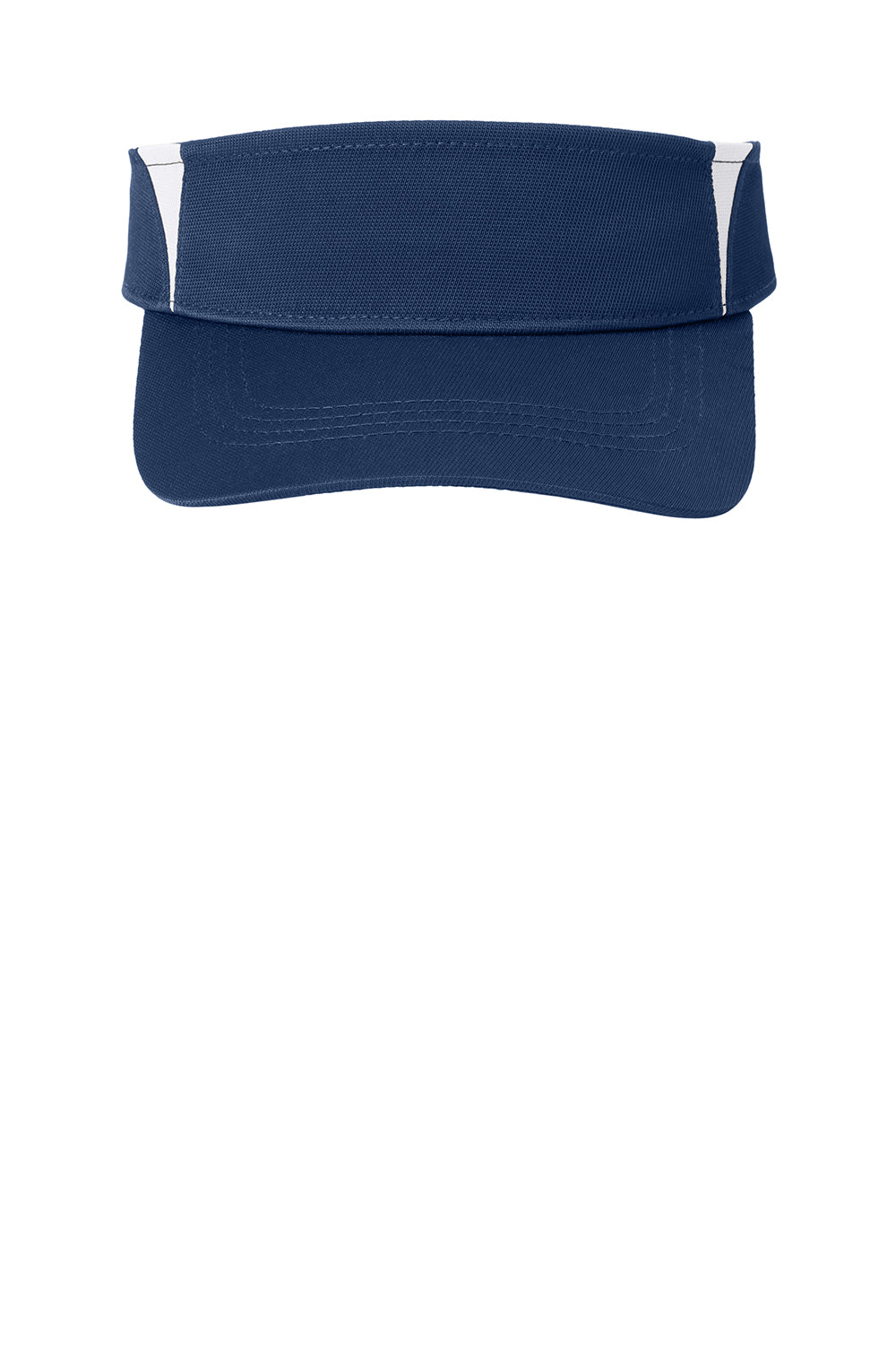 Sport-Tek STC13 Dry Zone Moisture Wicking Colorblock Adjustable Visor True Navy Blue/White Flat Front