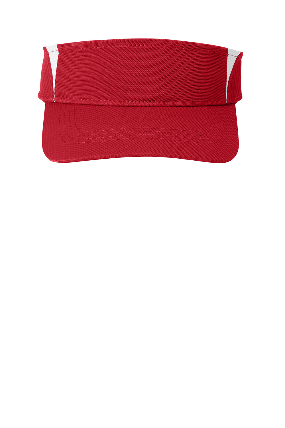 Sport-Tek STC13 Dry Zone Moisture Wicking Colorblock Adjustable Visor True Red/White Flat Front