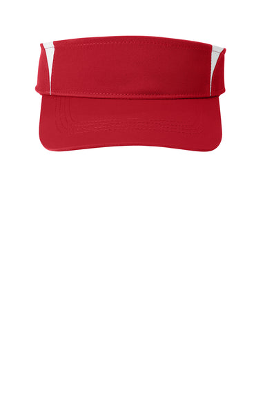 Sport-Tek STC13 Dry Zone Moisture Wicking Colorblock Adjustable Visor True Red/White Flat Front