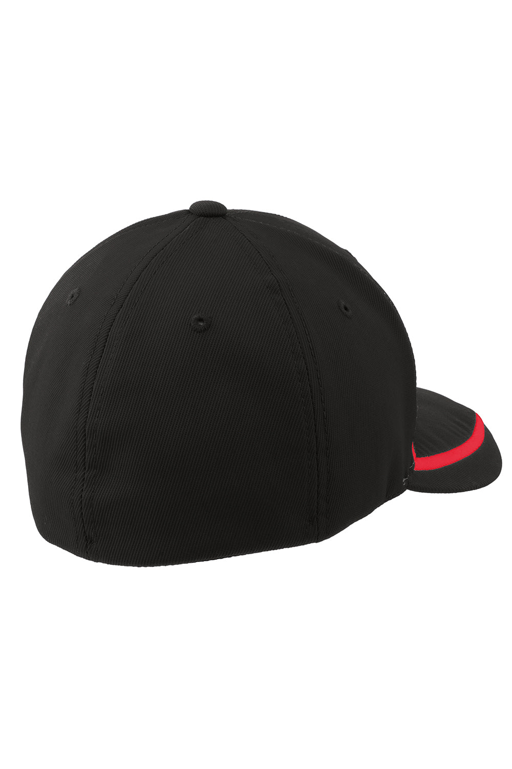 Sport-Tek STC16 Moisture Wicking Stretch Fit Hat Black/True Red Flat Back