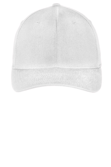 Sport-Tek STC17 Moisture Wicking Stretch Fit Hat White Flat Front