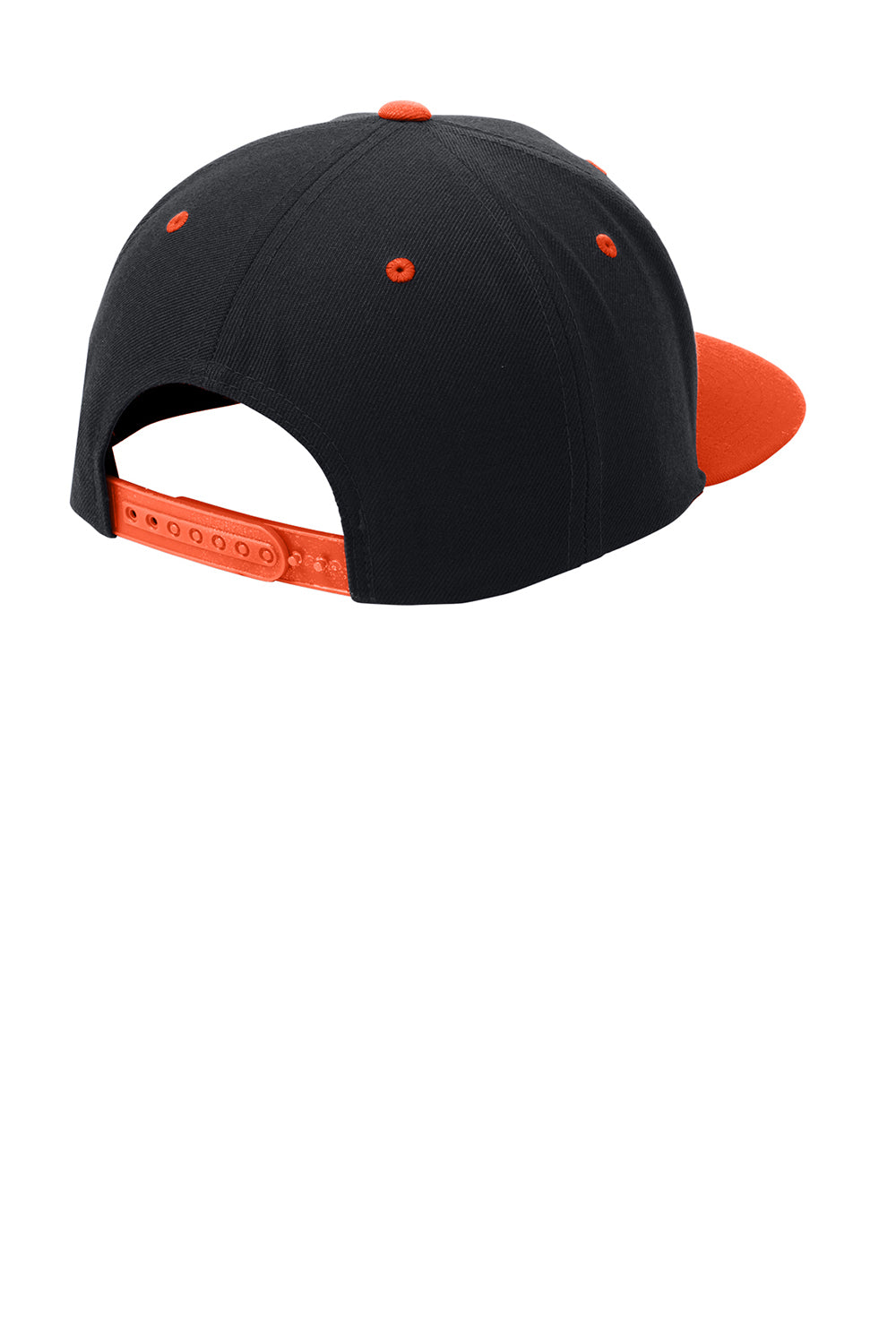 Sport-Tek STC19 Adjustable Hat Black/Deep Orange Flat Back