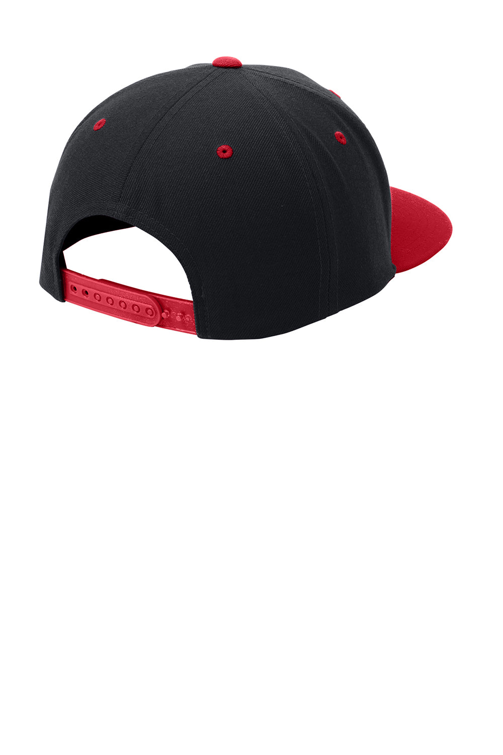 Sport-Tek STC19 Adjustable Hat Black/True Red Flat Back