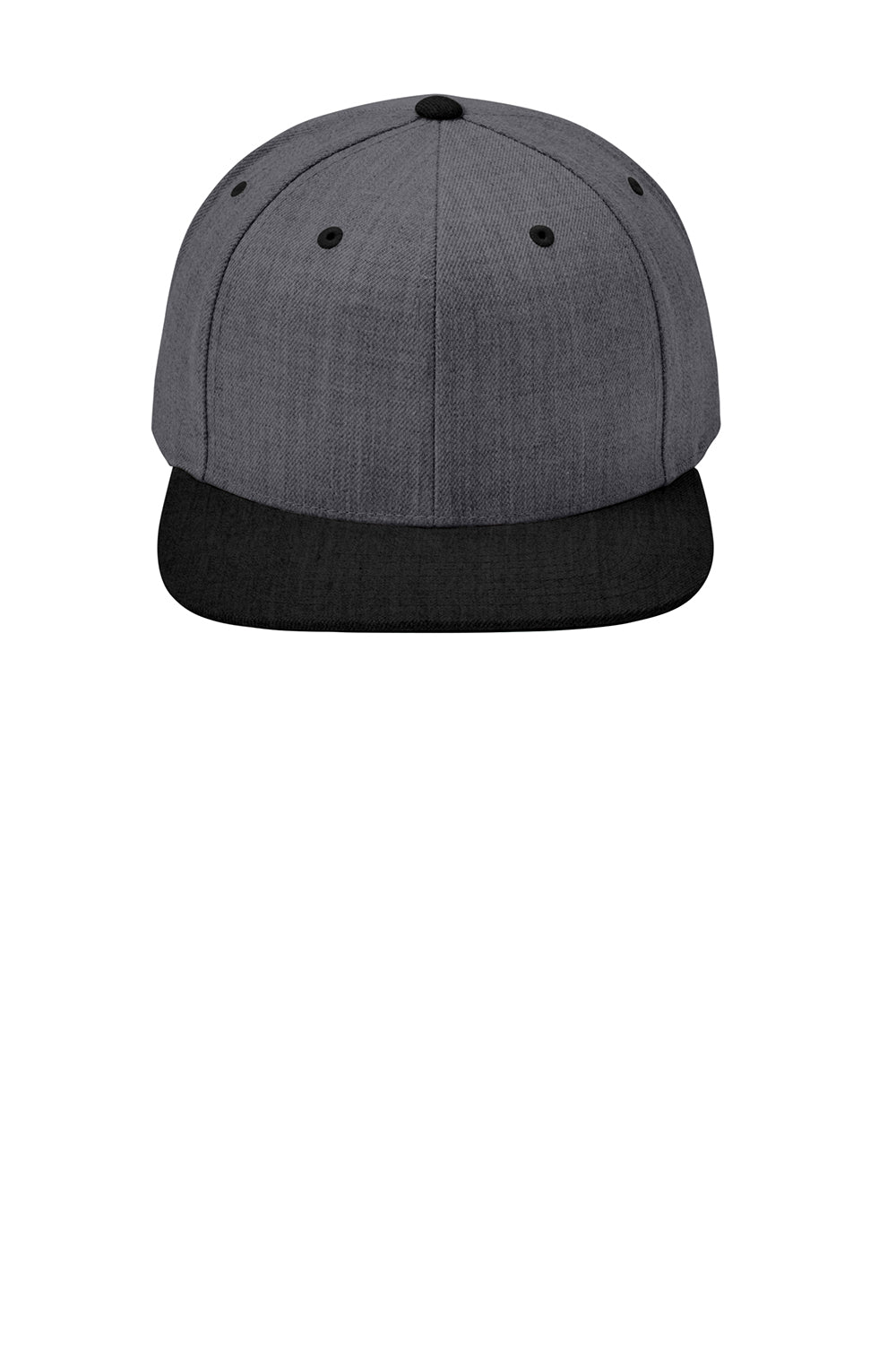 Sport-Tek STC19 Mens Adjustable Hat Heather Dark Grey/Black Flat Front