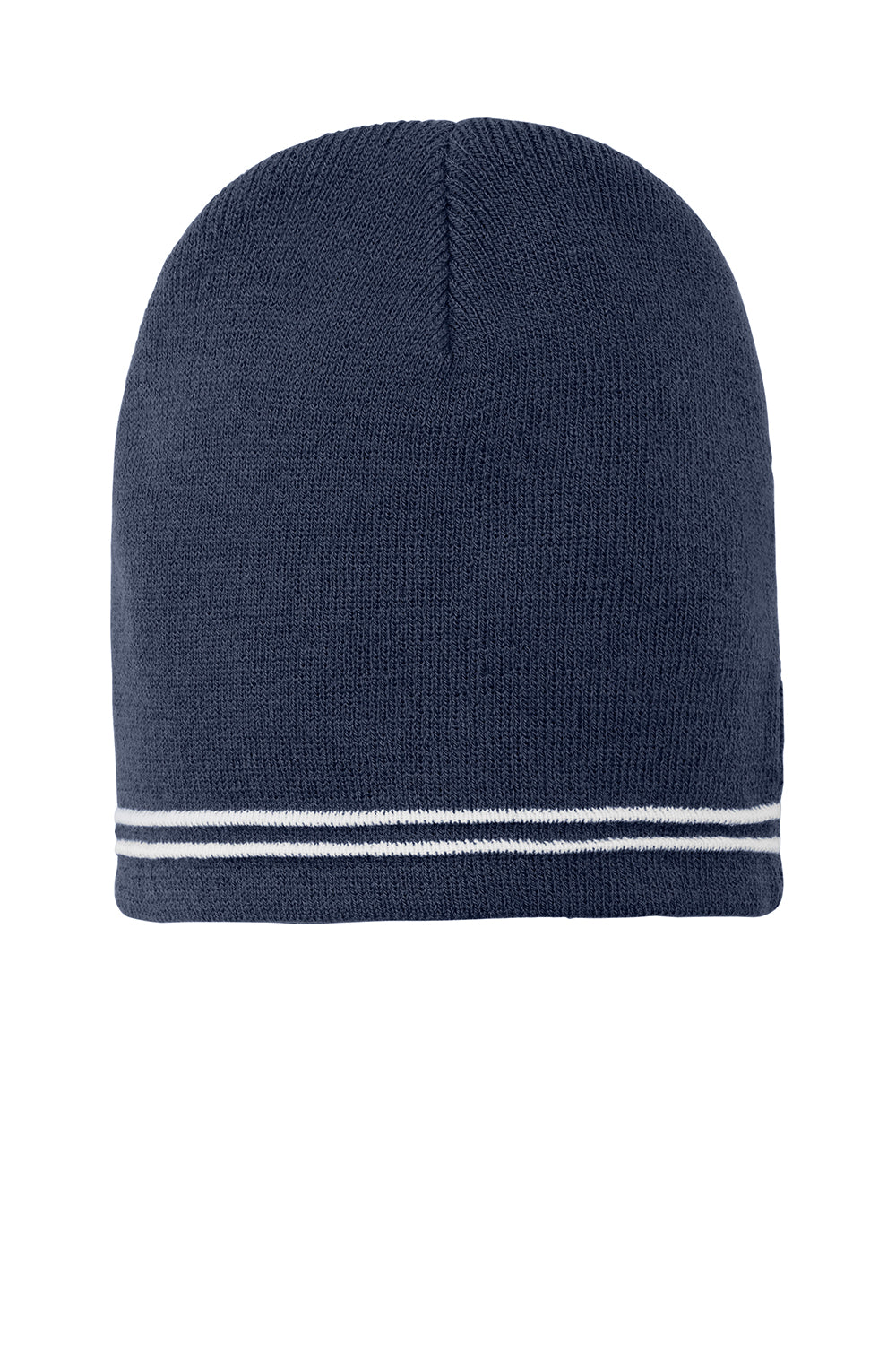 Sport-Tek STC20 Spectator Beanie True Navy Blue/White Flat Front