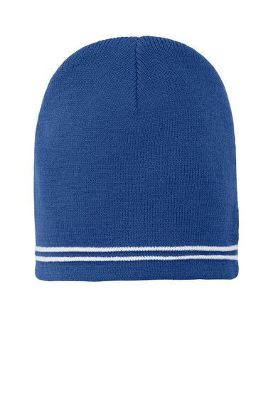 Sport-Tek STC20 Spectator Beanie True Royal Blue/White Flat Front