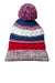 Sport-Tek STC21 Pom Pom Team Beanie True Red/True Royal Blue/White Flat Front