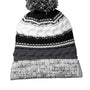 Sport-Tek Mens Pom Pom Team Beanie - Iron Grey/Black/White