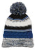 Sport-Tek STC21 Pom Pom Team Beanie True Royal Blue/Black/White Flat Front