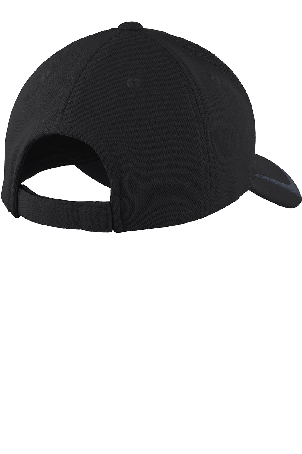 Sport-Tek STC24 Moisture Wicking Adjustable Hat Black/Graphite Grey Flat Back