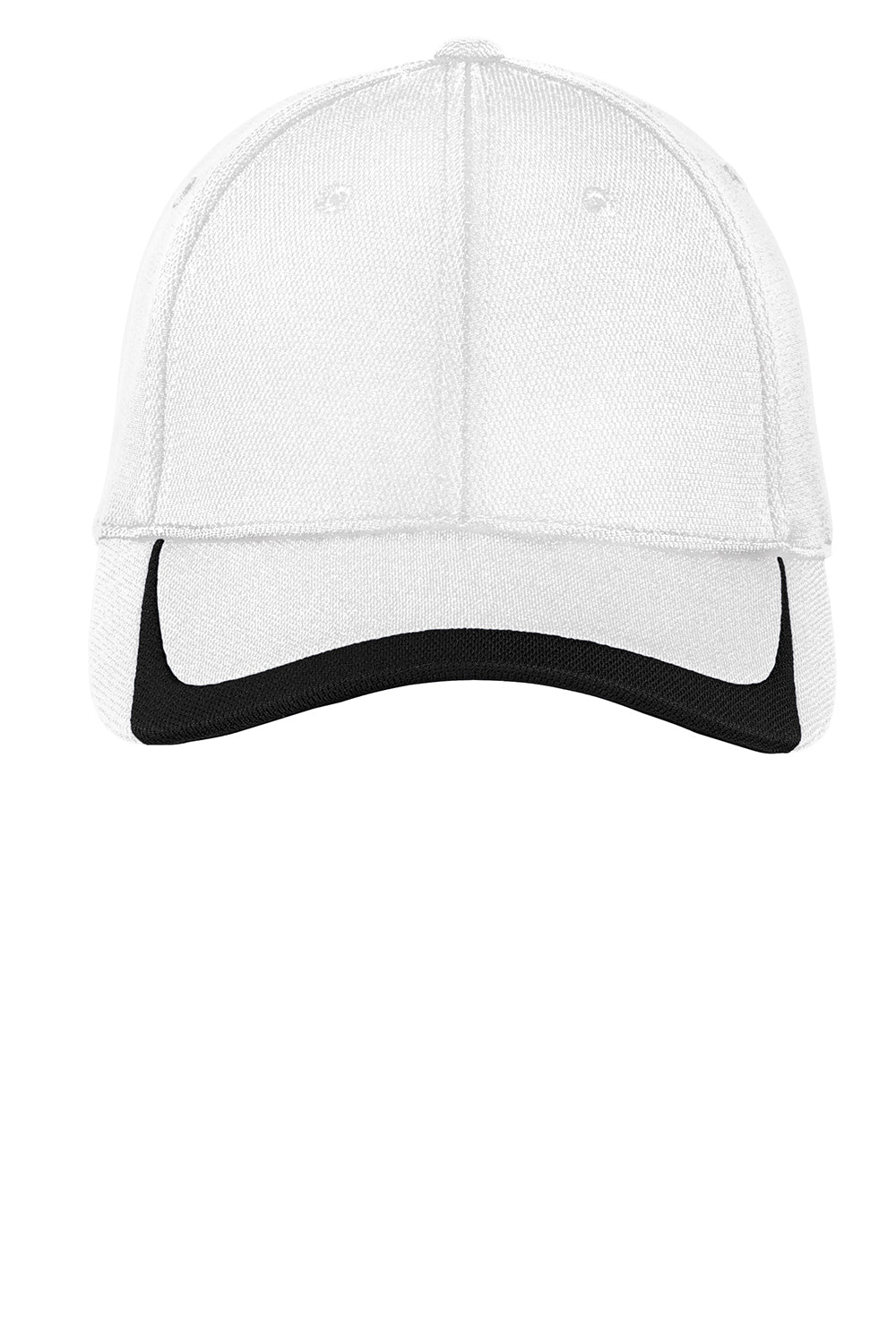 Sport-Tek STC24 Moisture Wicking Adjustable Hat White/Black Flat Front