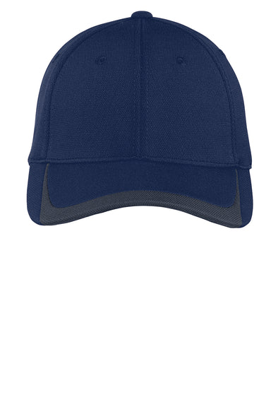 Sport-Tek STC24 Moisture Wicking Adjustable Hat True Navy Blue/Graphite Grey Flat Front