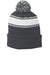 Sport-Tek STC28 Stripe Pom Pom Beanie Iron Grey/White Flat Front