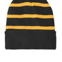 Sport-Tek Mens Striped Beanie - Black/Gold