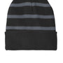 Sport-Tek Mens Striped Beanie - Black/Iron Grey