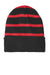 Sport-Tek STC31 Striped Beanie Black/True Red Flat Front