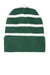 Sport-Tek STC31 Striped Beanie Forest Green/White Flat Front