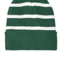 Sport-Tek Mens Striped Beanie - Forest Green/White