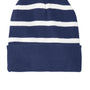 Sport-Tek Mens Striped Beanie - True Navy Blue/White